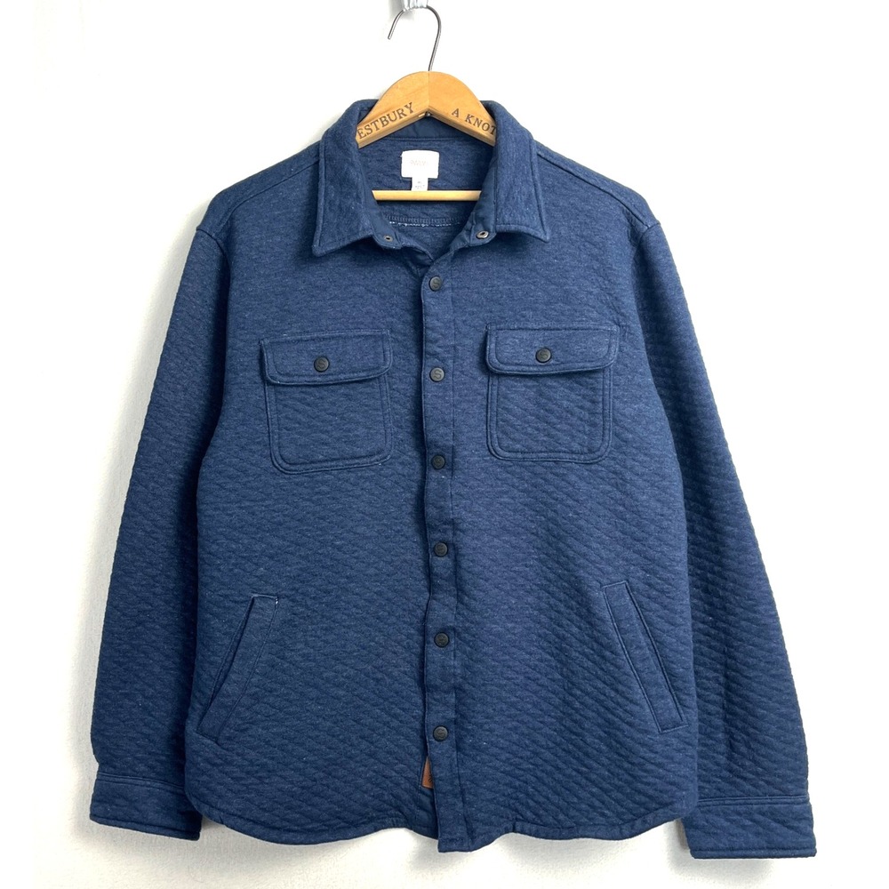 SWIMS Mens Quilted Shacket Jacket‎ XL Blue Snap Up Casual Shirt Pockets